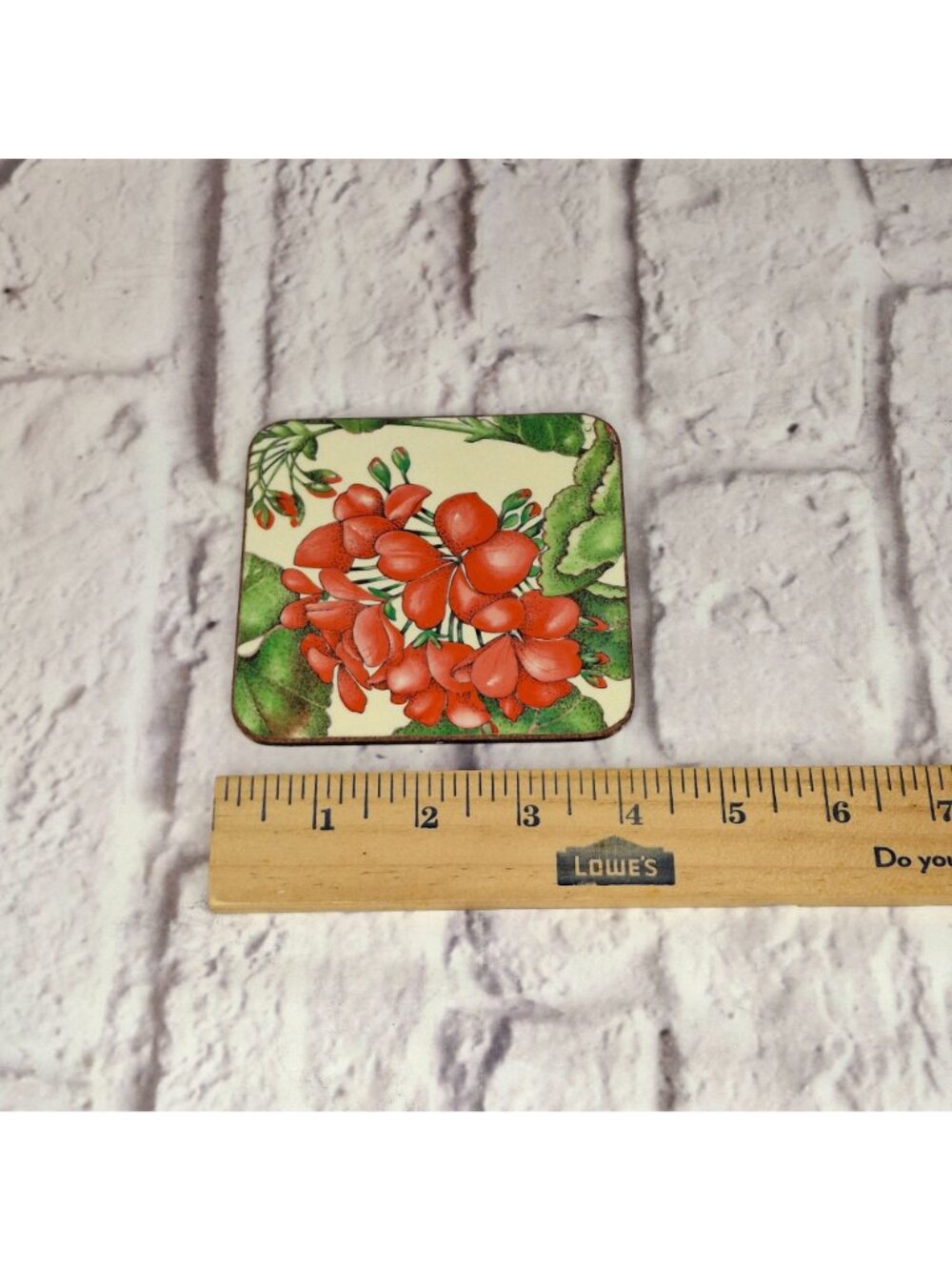Vtg Pimpernel Geranium Placemat & Coasters Set of 4 Floral Cork Backed England - Picture 6 of 7
